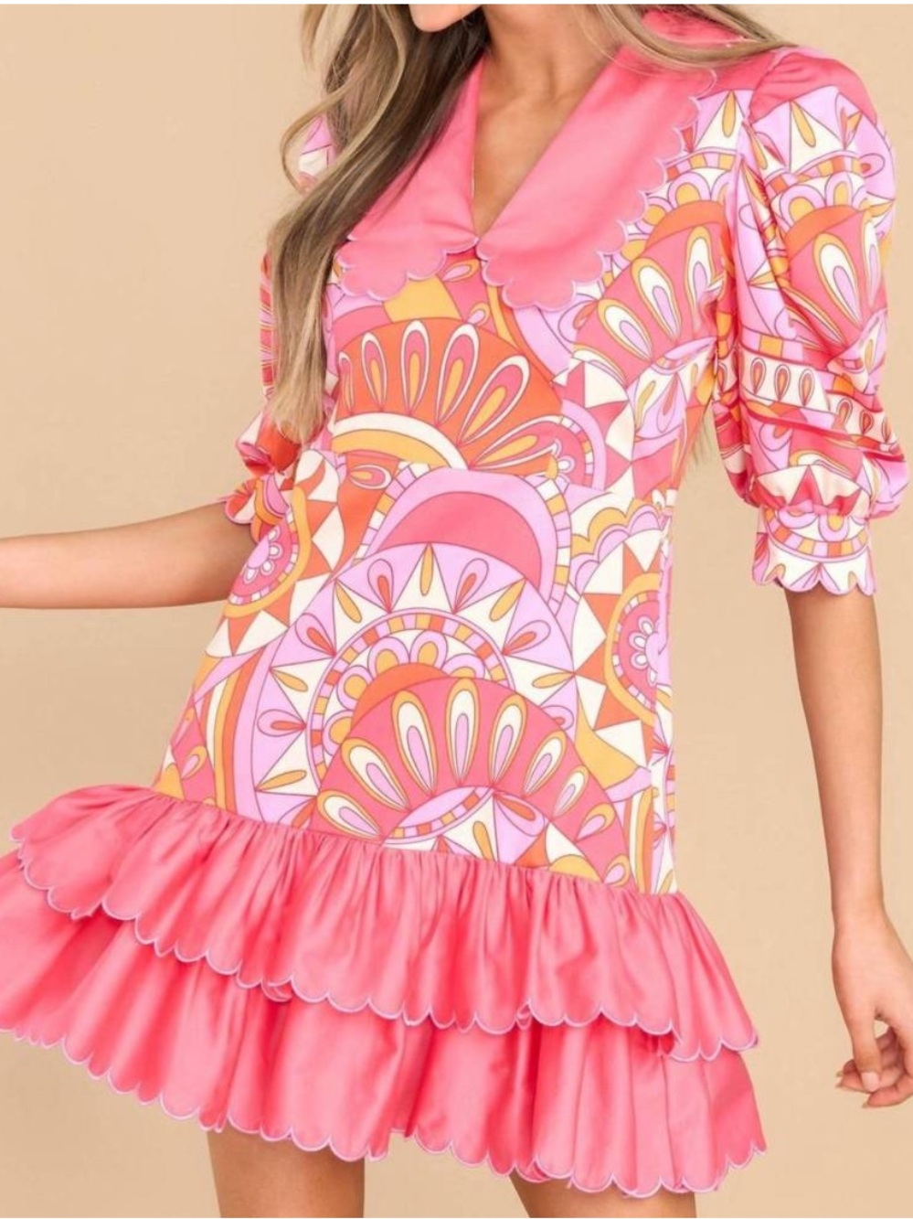 ALDEN ADAIR piper dress groovy baby S small pink NWT ruffle tiered - Picture 13 of 13